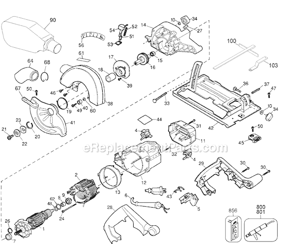 Page A Diagram and Parts List for HD3000 Type 2 Black and Decker Circular Saw